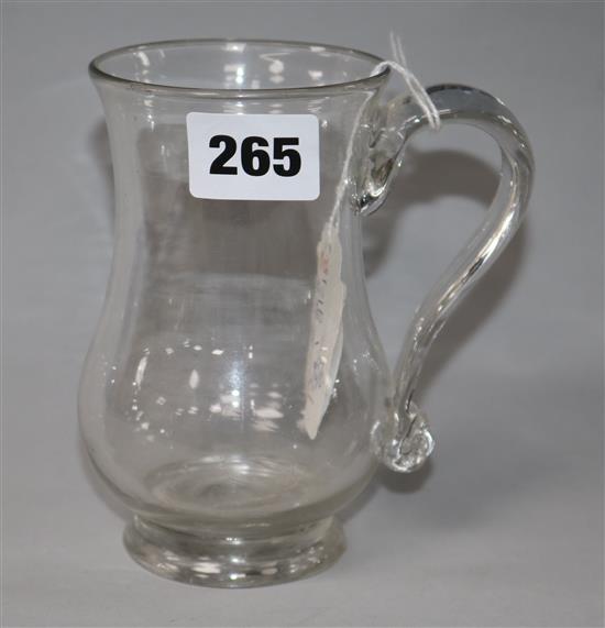 A George II glass mug H.12.5cm